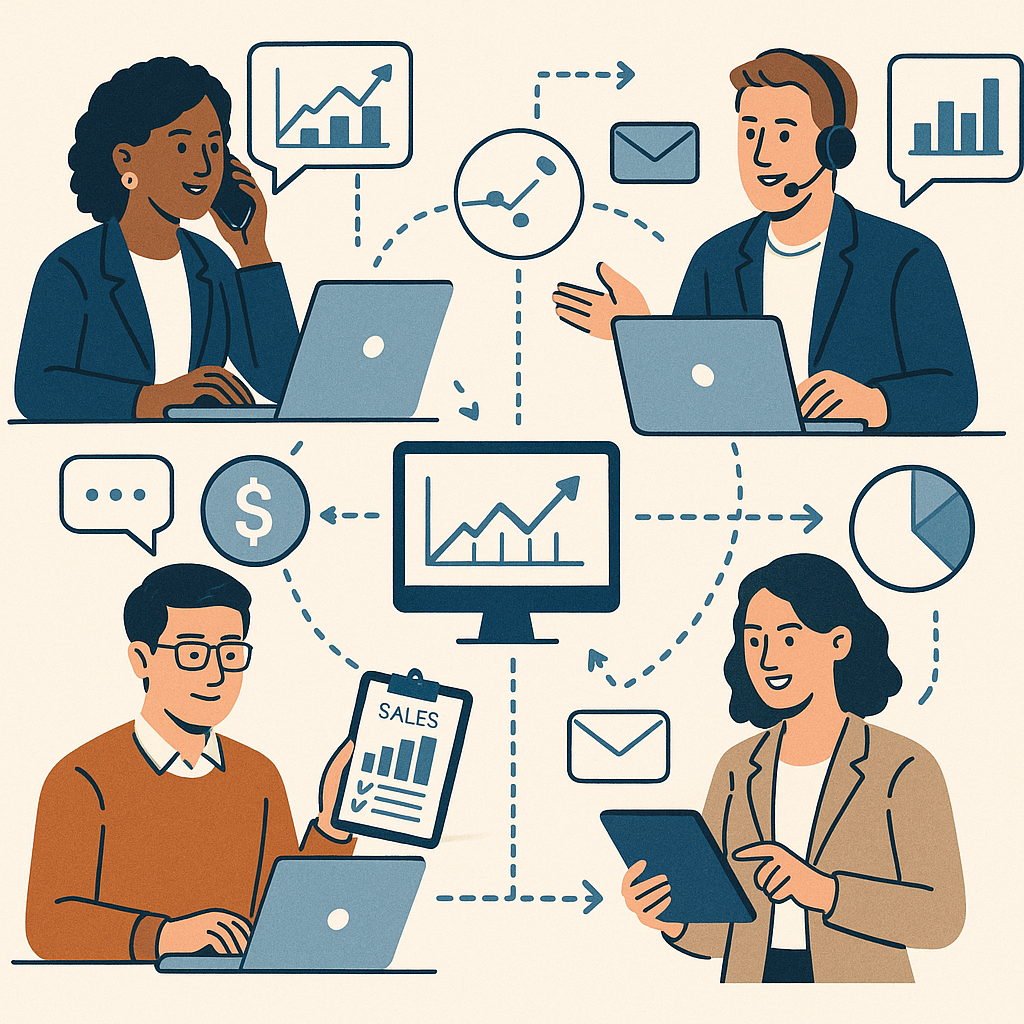 A diverse remote sales team collaborating seamless