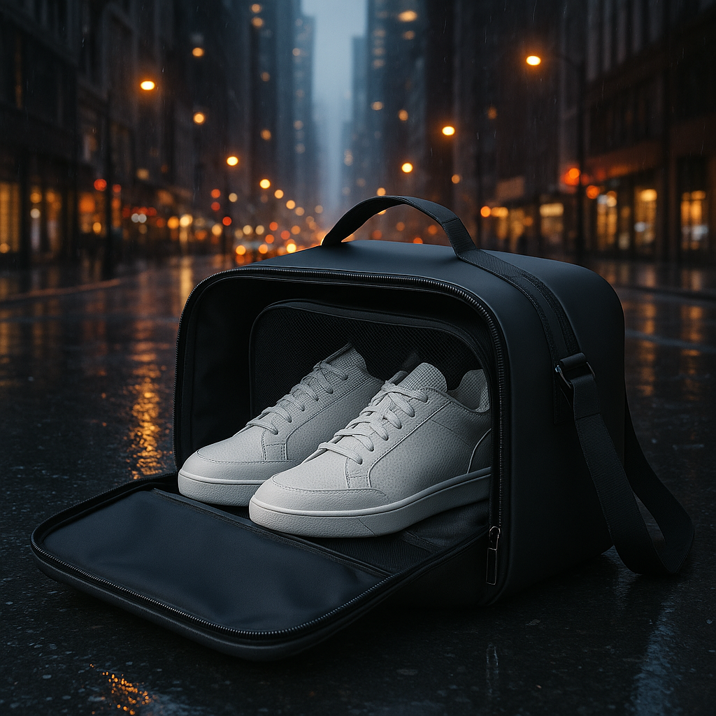 A sleek, modern bag with an organized compartment