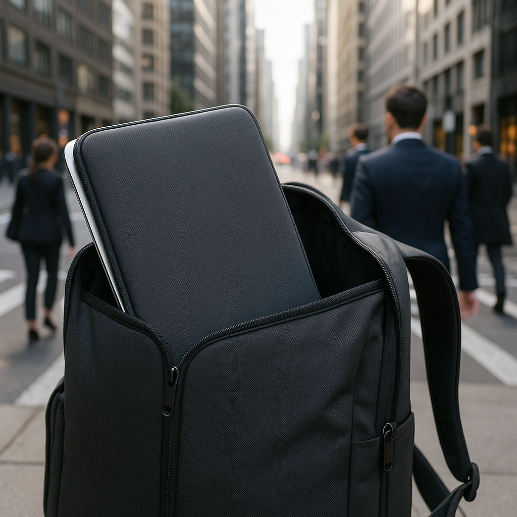 A sleek, professional laptop sleeve protecting a l